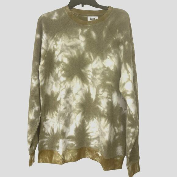 FEAT NWT Latte Tie Dye  Blanket Blend Crew Neck Sweatshirt Size Large - Picture 2 of 13
